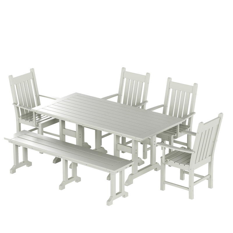 Laguna 6 - Person Patio Dining Set with Rectangular Table, Sand