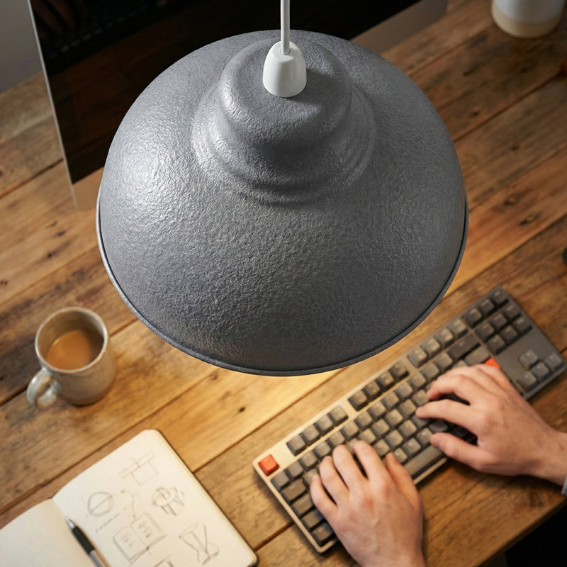17cm H Metal Dome Lamp Shade ( Screw On ), Grey