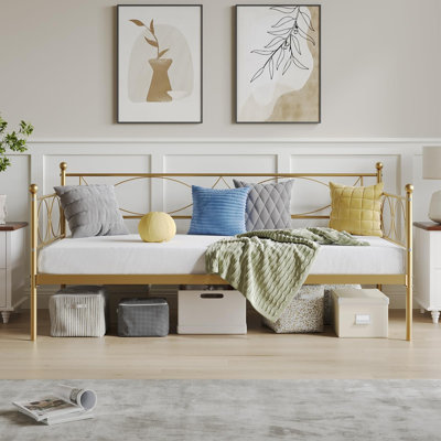 Twin Metal Daybed | Durable Steel Frame with Headboard | Space-Saving Sofa Bed for Bedroom or Guest Room by House of Hampton