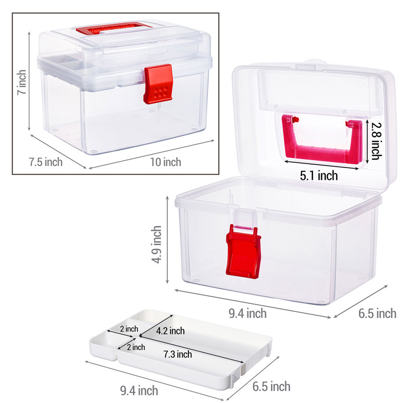 Étui de transport à 2 niveaux, Transparent / Rouge