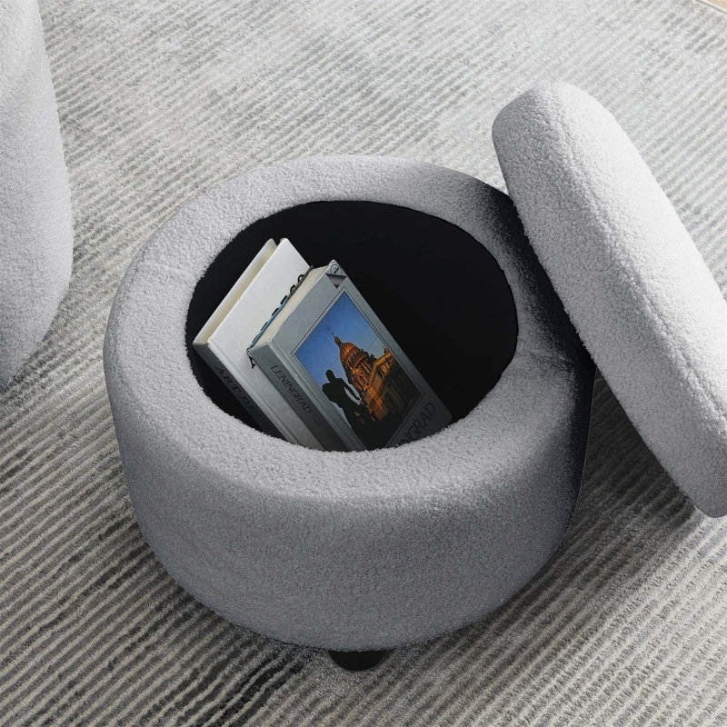 Chaise pivotante polyvalente à 360 ° avec rangement rond pour différentes pièces, Mélange de polyester peluche gris
