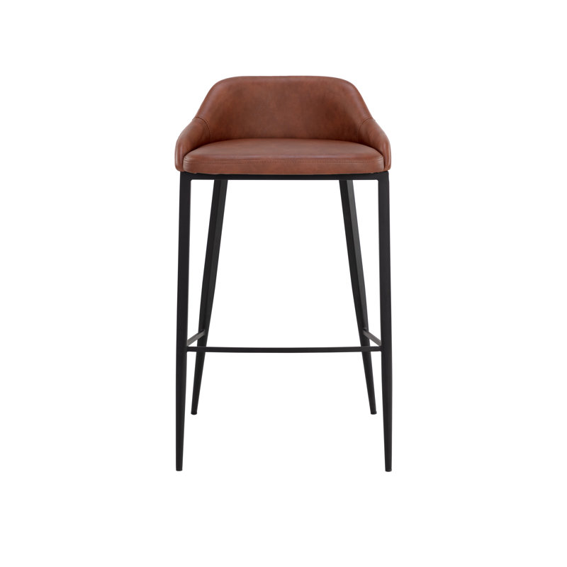 ASTRA Upholstered Stool with Metal Frame, Bar Stool (29.75" Seat Height), Brown