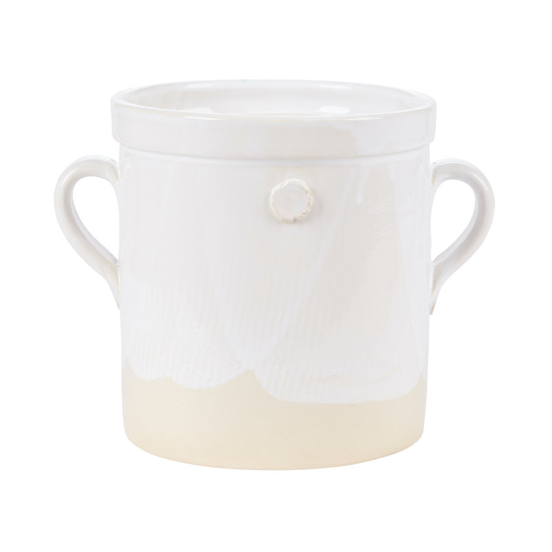 White Handthrown Crock, 7.5"H x 6.5"W x 6.5"D