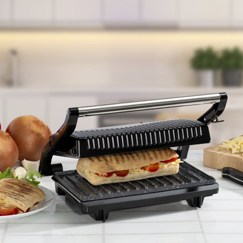Daewoo 12cm Smokeless Ceramic Non Stick Electric Grill & Panini Press with Lid
