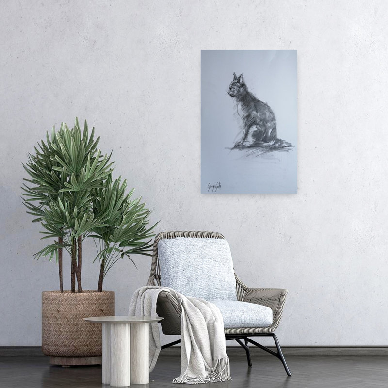 Chat contemporain gris anthracite, 24" H x 16" W