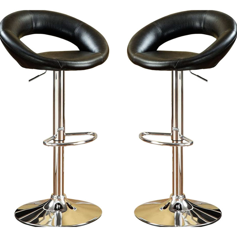 Tabouret réglable moderne 2 places en similicuir avec base et siège rembourré pour la salle à manger, Noir