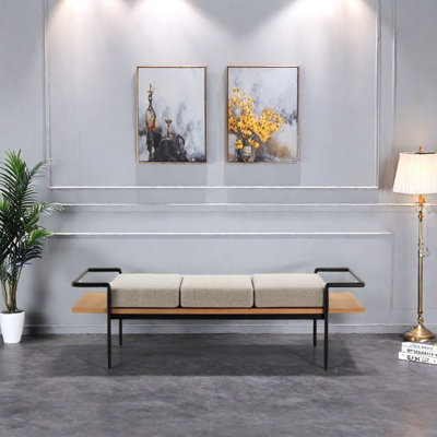 Rest bench soft cover solid wood metal durable