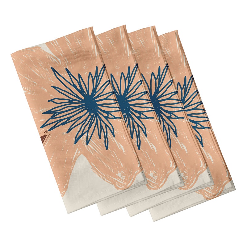 Claudett Polyester Floral Square Napkin, Peach