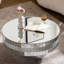 Table basse ronde à miroir 30,91 pouces avec grand diamant écrasé autour du miroir avec cadre en cristal argenté et bordure en cristal de luxe pour décoration intérieure moderne