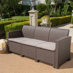 67.7'' Wide Wicker Patio Sofa with Cushions
