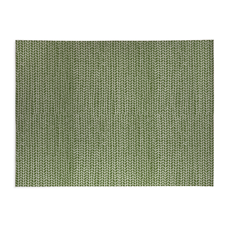 Tapis de cuisine Chevron Feather, Rectangulaire 3 pi x 5 pi, Vert olive