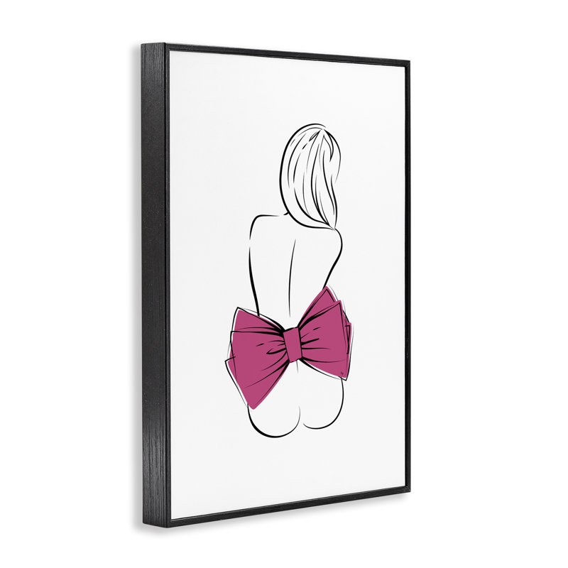 Giclée rose à motif d'arc rose, design par Martina Pavlova, H 18 po x l 12 po, Giclée encadrée noir minuit