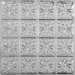 American Tin Ceilings  2' x 2' (24" x24") Wall Panels & Ceiling Nail-Up Tiles - Floral Design with a Parisian Art Deco influence (Set of 5 - Covers 20 Sq ft)