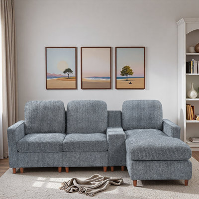 L-shaped Sectional Sofa with Storage Compartment and Reversible Chaise Lounge