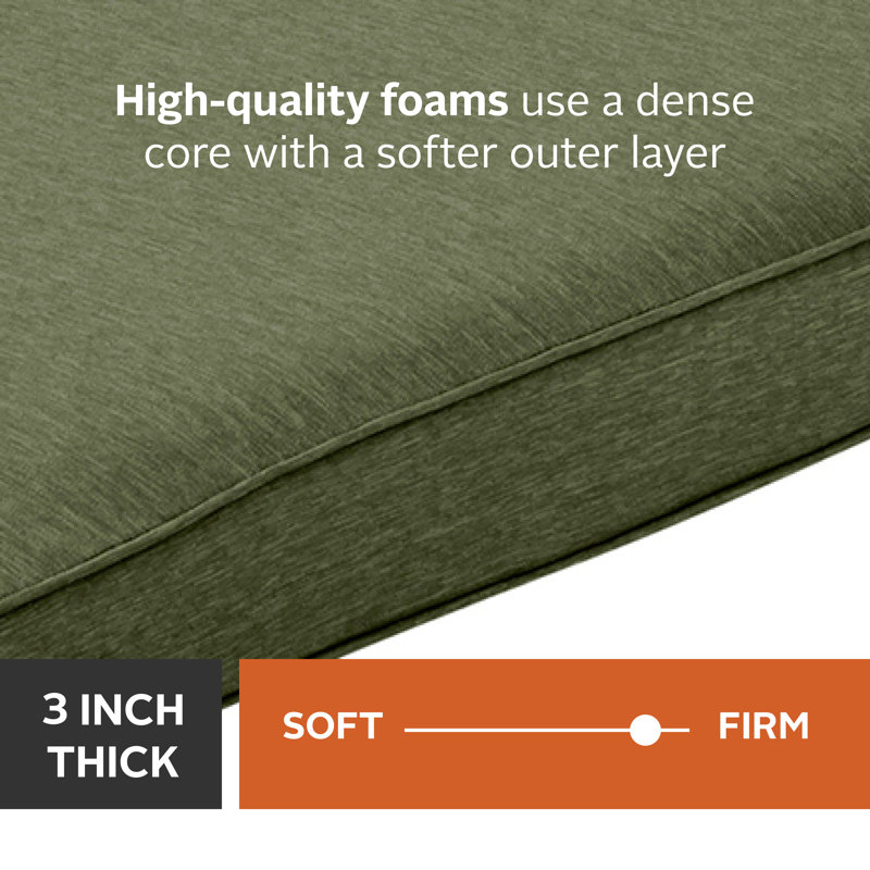 Pina Outdoor 3'' Bench Seat Cushion, Heather Fern Green