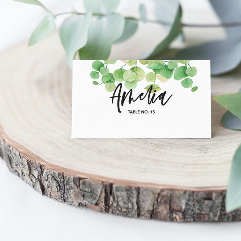 Cartes de place pour tente de table Eucalyptus Greenery