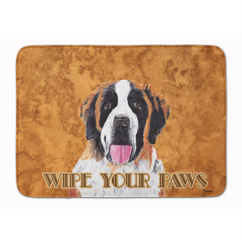Tapis pour salle de bain en mousse à mémoire de forme pattes st bernard wipe