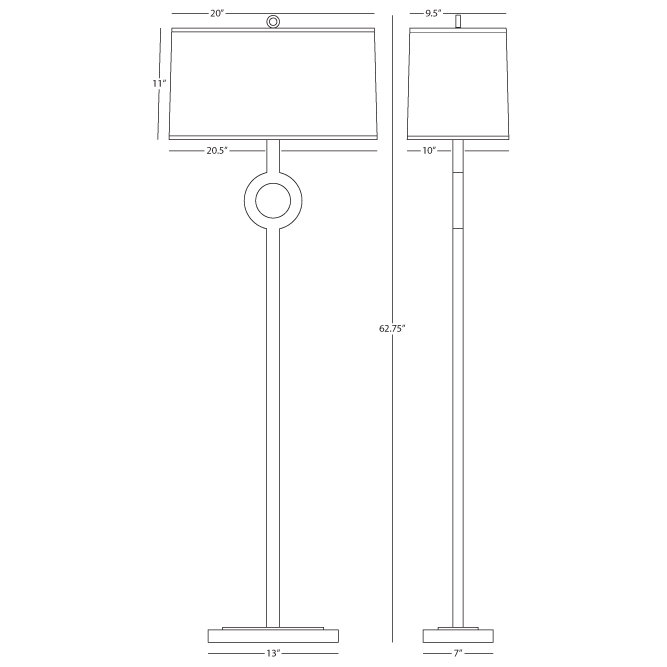 Srkashlteni Collection Floor Lamp - Modern Minimalist Lighting With Marble Base - Elegant Shannon Shade - 150W, Full Range Dimmer, UL Listed