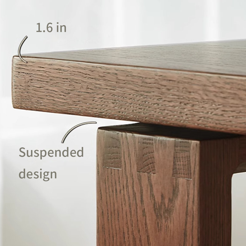 Tida Oak Solid Wood Dining Table, 29.1"H x 63"L x 31.5"W