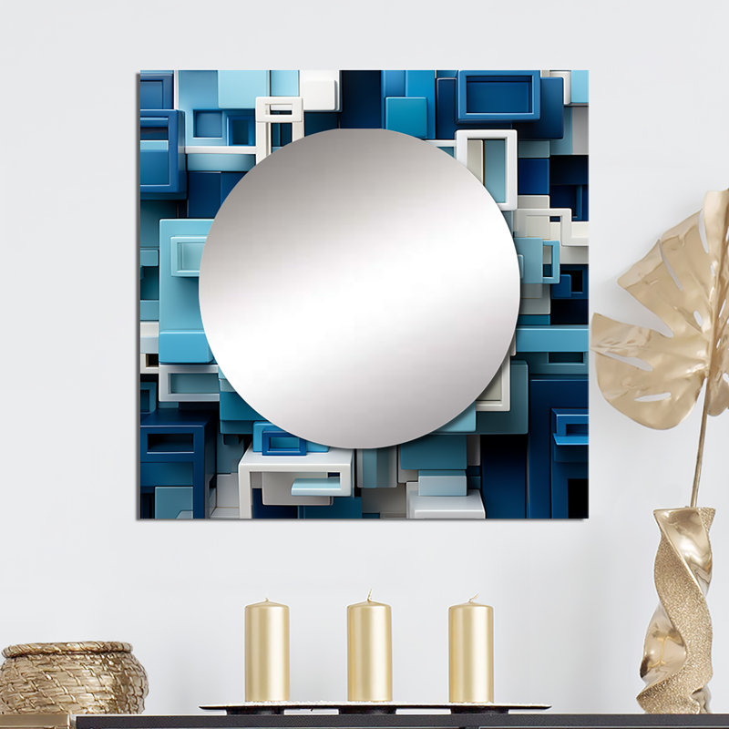 Miroir mural de salon abstrait Op Art, 29 po x 29 po