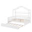 Lit double en bois avec tablette et lit gigogne