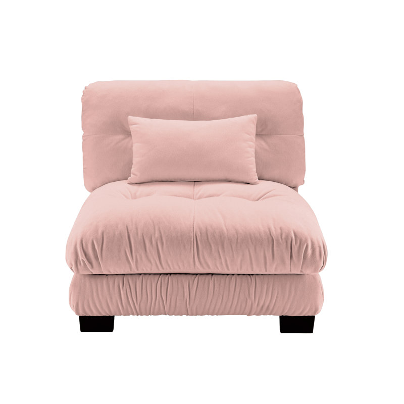 Grand canapé en chenille sans accoudoirs, Chenille rose