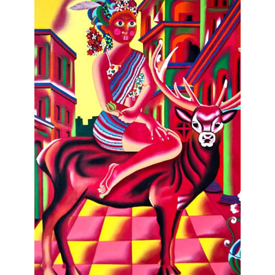 Deer And Young Girl | Acrylic On Canvas | By Kattakuri Ravi