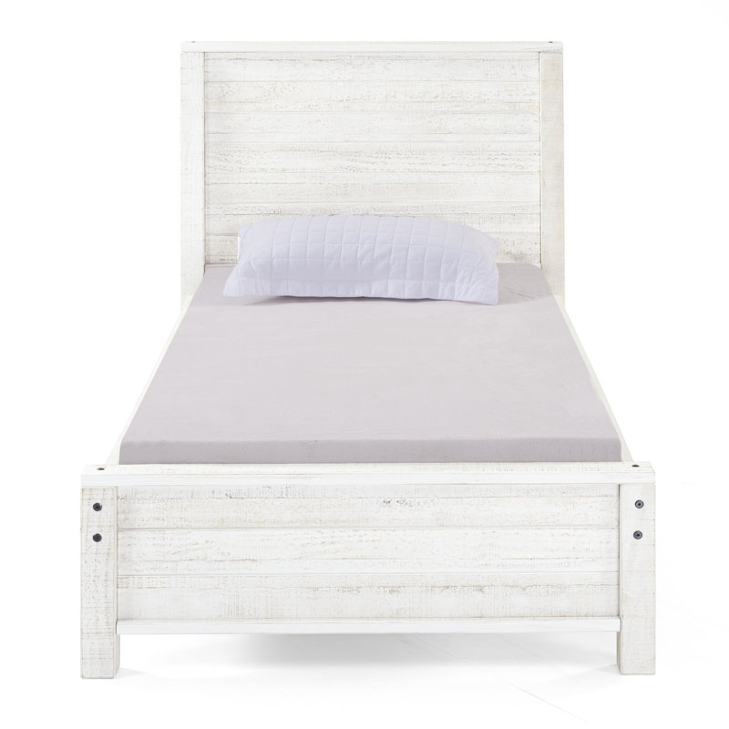 Lit plateforme en bois massif RUSTIC, Simple, Blanc rustique