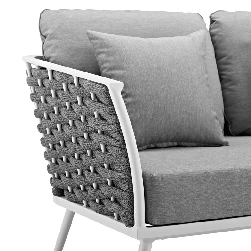 Modway Stance Outdoor Patio Aluminum Sofa, White, Gray