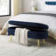 Banc de rangement ovale, flanelle avec pieds en métal - bleu foncé-130075117-130075122