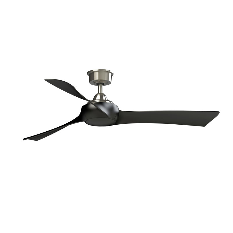 Wrap Custom 56 inch Indoor/Outdoor Ceiling Fan - Brushed Nickel with Black blades, Brushed Nickel, Black