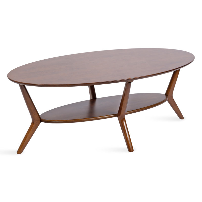 Oval Coffee Table for Living Room, Walnut