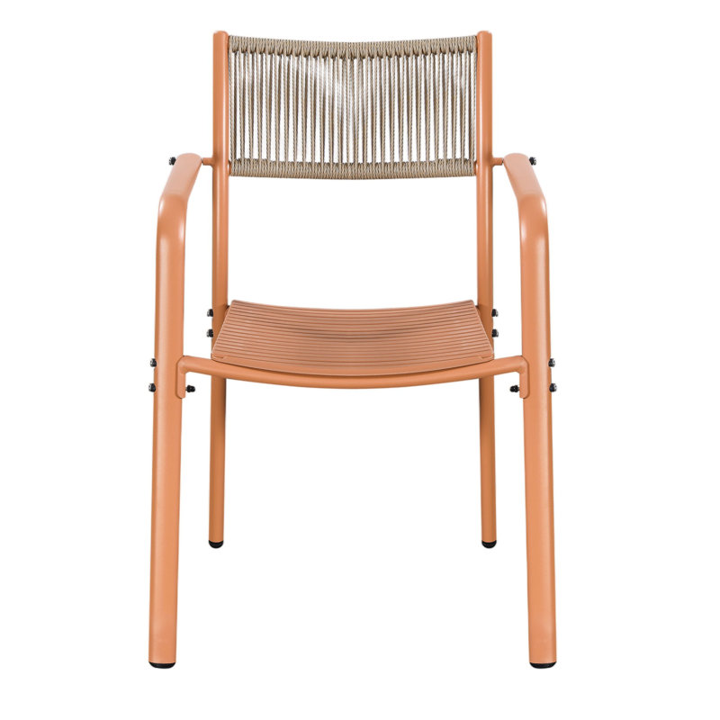 Pair of Bistro Rope-Effect Back Arm Chairs, Patio Dining, Terracotta