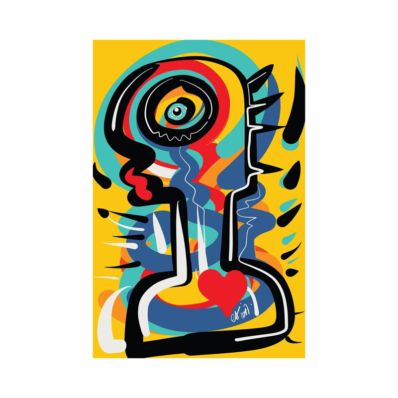 Heart Yellow Totem 1 Piece Wrapped Canvas Wall Art, 20.32 cm H x 30.48 cm W