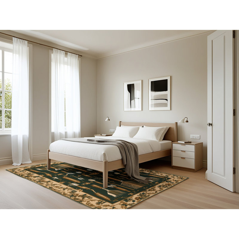 Tapis vert français lavable à la machine, Rectangle 5 pi x 7 pi