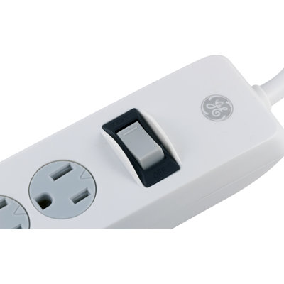 GE 6-ft 4-Outlet 2-USB-A Surge Protector, 450J, White, 36391