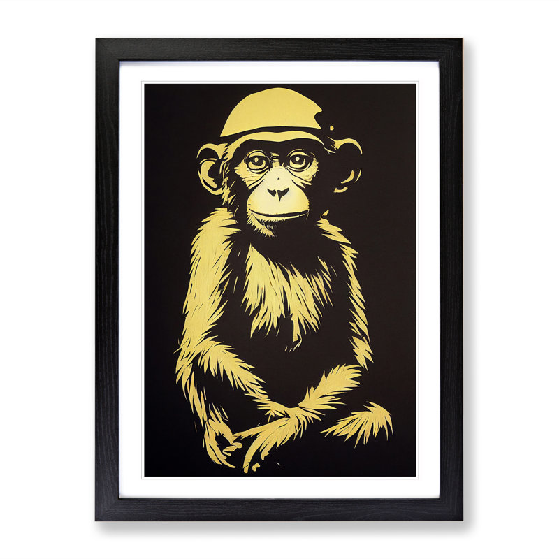 A Young Monkey No.1 - Framed Print, Black, 64cm H x 46cm W