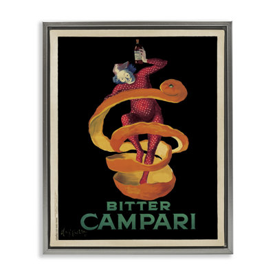 Orange Peel Compari Advertisement Black Framed Floater Canvas Wall Art, design by Marcello Nizzoli