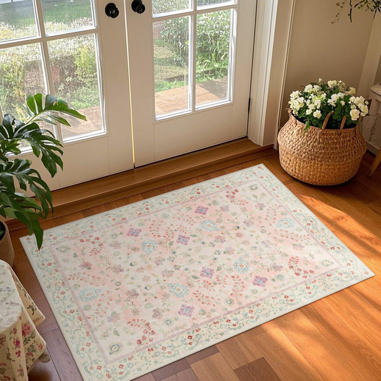 Straub Large Floral Tranditional Rugs Living Room Rug Washable Bedroom Rug Non-Slip Colorful Vintage Accent Floor Carpet For Home Decor