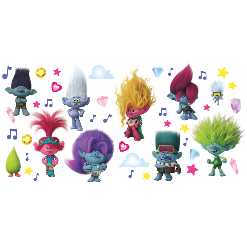 Trolls 3 Band Together with Glitter Wall Decals