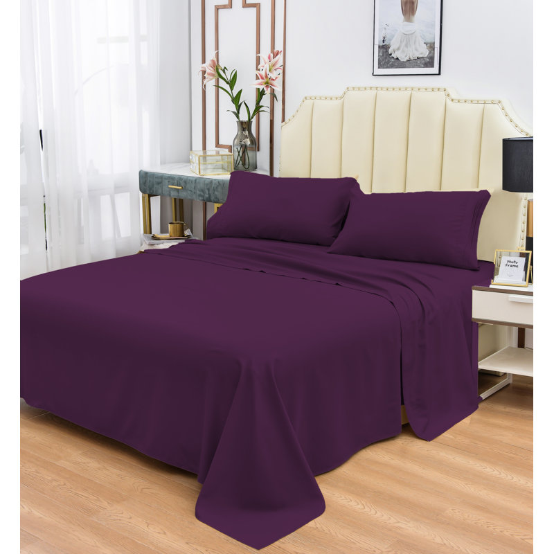 1800 Thread Count Rayon from Bamboo Sheet Set, Purple, Twin XL