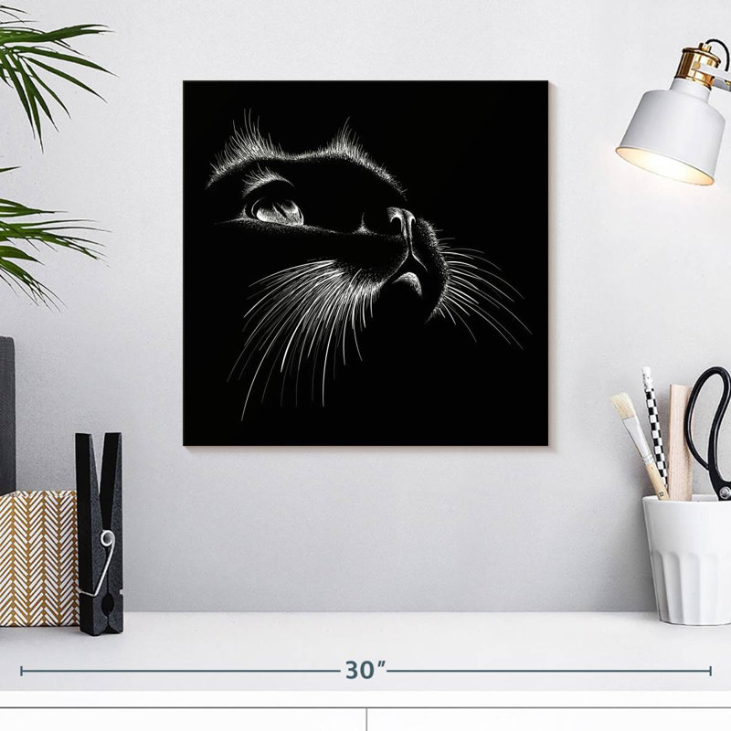 Black Cat Features, 16" H x 16" W