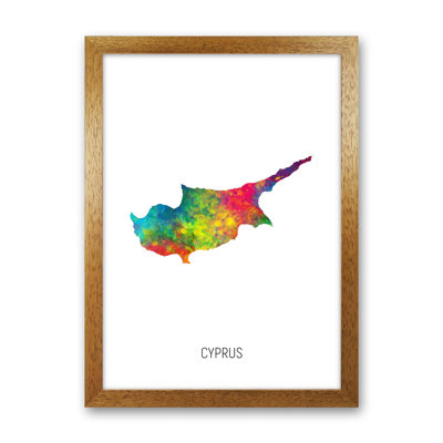 Cyprus Cyprus Watercolour Map by Michael Tompsett - Print
