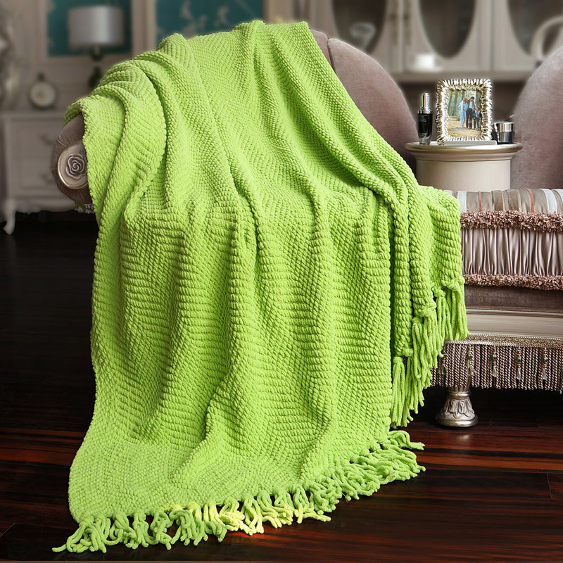 Jeté en tricot de tweed, Vert intense, 50 po x 60 po
