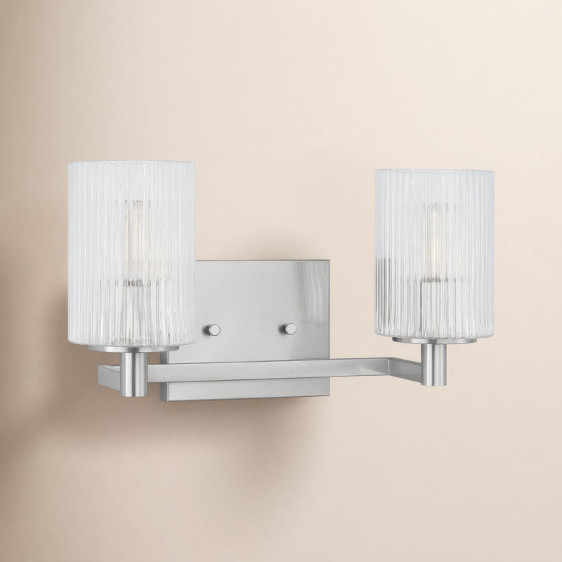 Lyndsay Luisa Energy Star-rated bath wall sconce, 2, Brushed Steel
