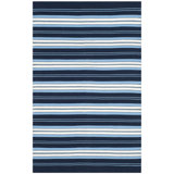Racing Point Flatweave Striped Area Rug in Admiral Navy