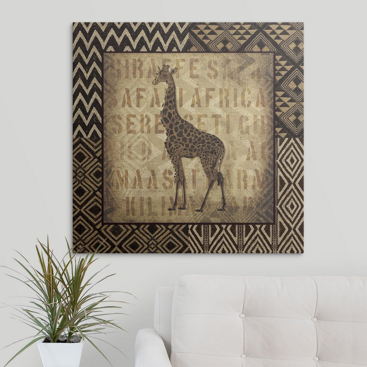 «African Wild Giraffe Border», reproduction d'impression, H 30 po x l 30 po x P 1,5 po, Toile