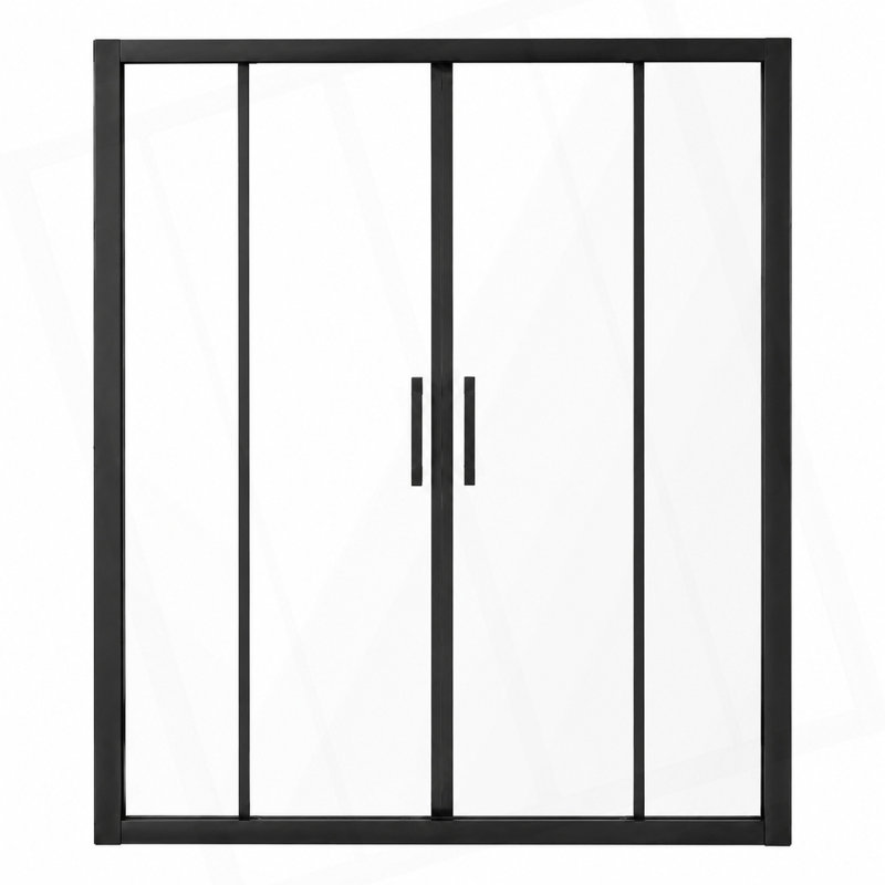 Porte de douche coulissante à double cadre l 60 po x H 72 po Comfystyle, avec verre trempé clair de 1/4 po (6 mm), fini noir mat