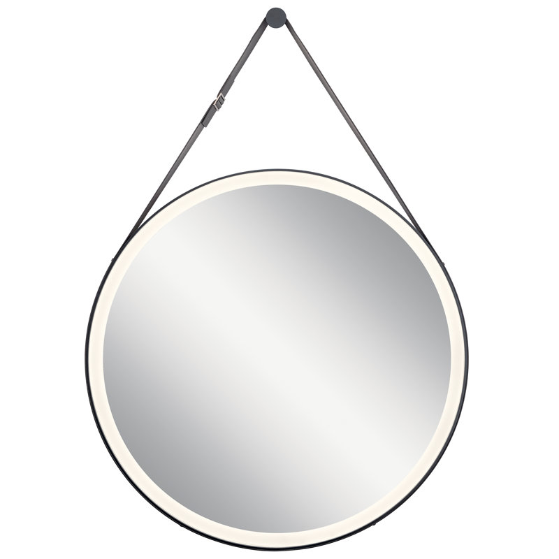 Saguache Leather Frame Round Wall Mirror