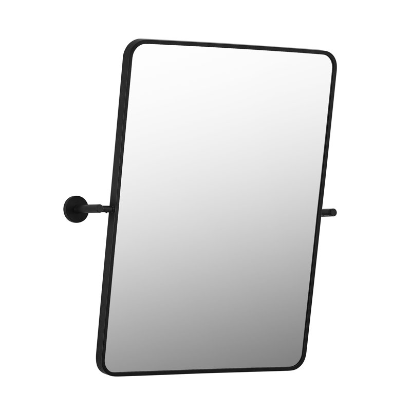 Kellner 24x32'' Rectangular Aluminum Framed in Matte Black Modern Bathroom Pivot Wall Mirror